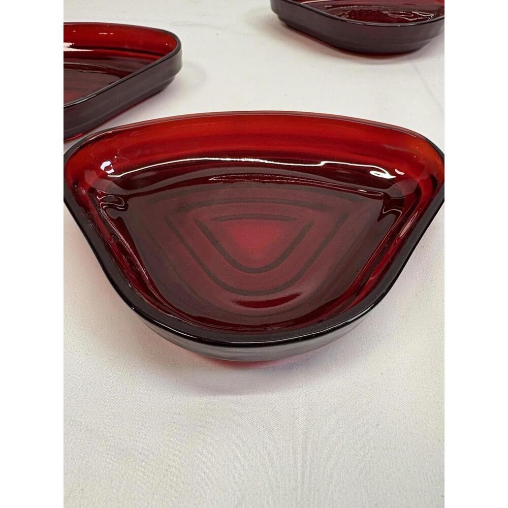 Vintage Anchor Hocking Manhattan Ruby Red Relish Tray Insert Triangular